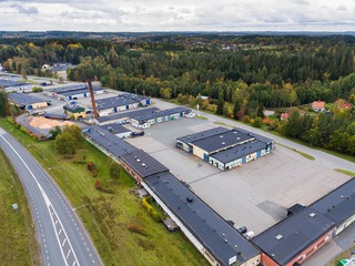 Flygbild Sävsjö kommun föreställande AB Sävsjö Industribyggnader / Sävebo AB:s fastighetsbestånd.