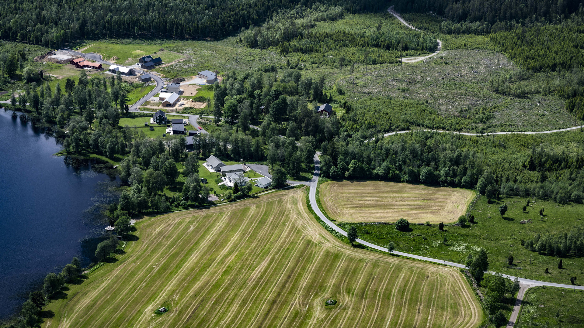 Flygbild över norra Vrigstad och Lundby