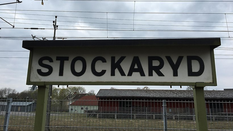 Skylt med texten: Stockaryd